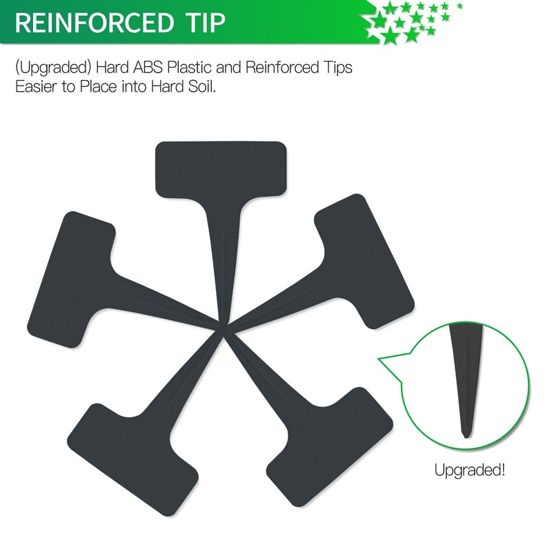 PrudanceÂ® 50pcs Reusable Waterproof Plant Markers for Garden T-Type Plant Labels for Seedlings Potted Plants Vegetables Succulents Durable Weatherproof Garden Tags ï¼ˆBlackï¼‰ - Image 3